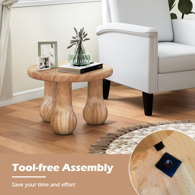 24" Small Solid Mahogany Wood Coffee Table with Thickened Top and Column Legs