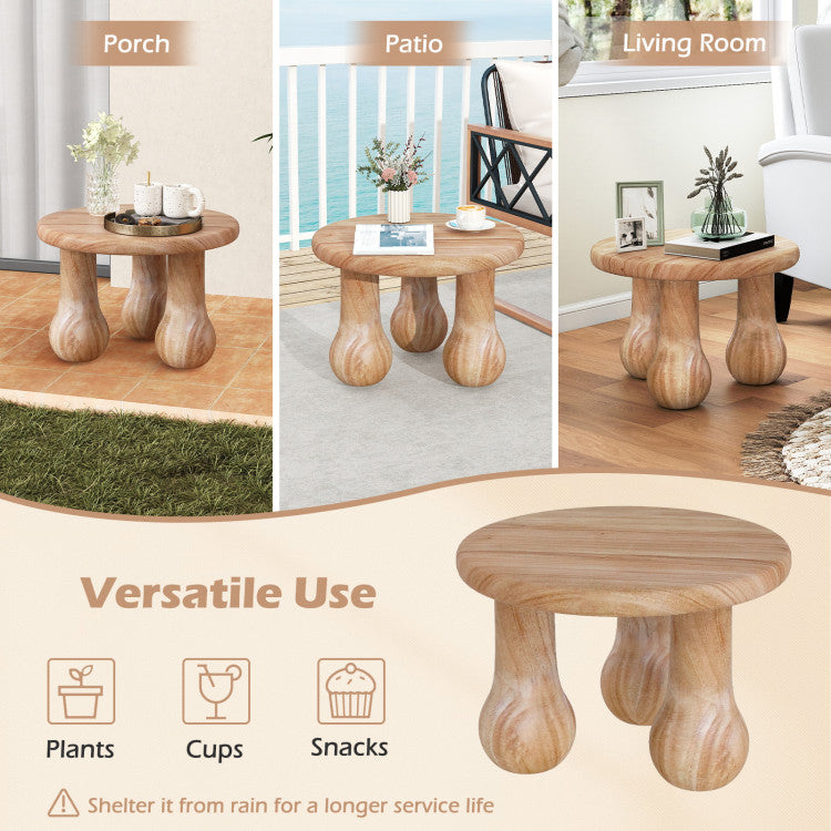 24" Small Solid Mahogany Wood Coffee Table with Thickened Top and Column Legs