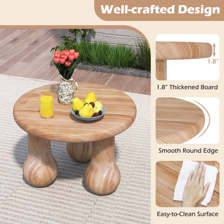 24" Small Solid Mahogany Wood Coffee Table with Thickened Top and Column Legs