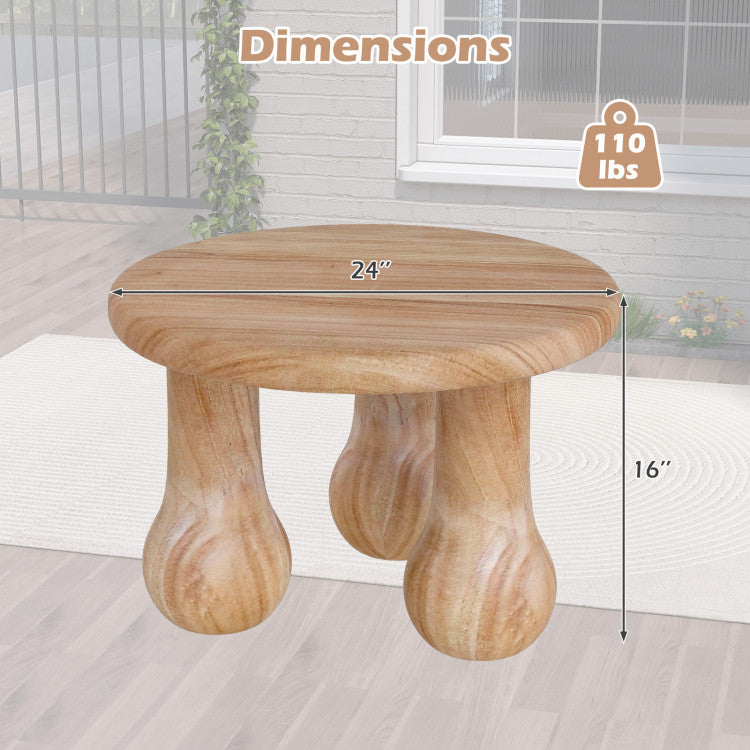 24" Small Solid Mahogany Wood Coffee Table with Thickened Top and Column Legs