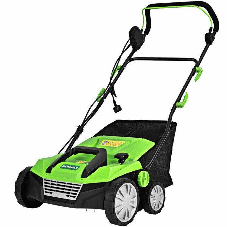 15 Inch 13 Amp Electric Scarifier with Collection Bag and Removable Blades