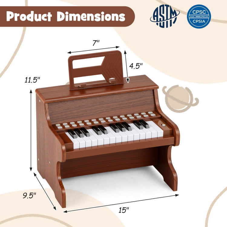 25 Keys Kids Piano Keyboard with Adjustable Speed and Teaching Mode