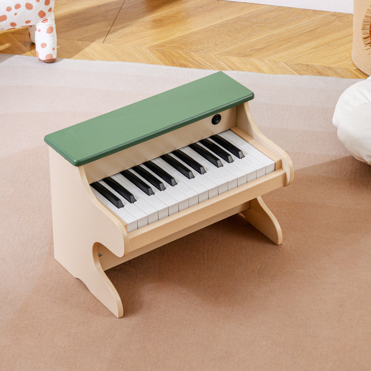 25 Keys Kids Piano Keyboard Wooden Digital Piano Toy with Removable Music Stand