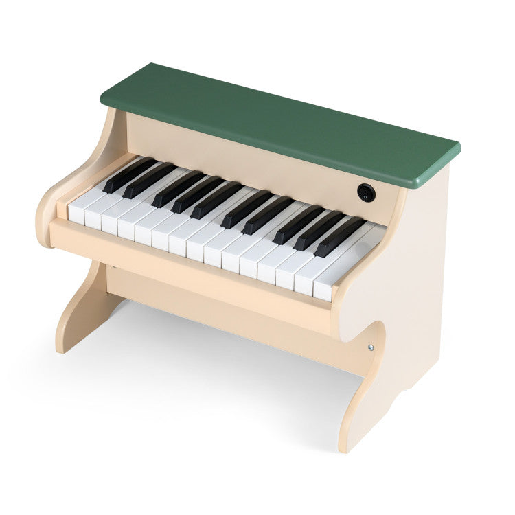 25 Keys Kids Piano Keyboard Wooden Digital Piano Toy with Removable Music Stand