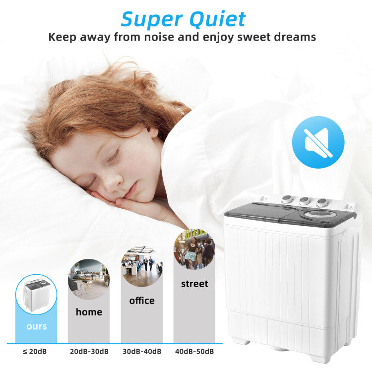 26 lbs Semi-Automatic Twin Tub Washing Machine with Drain Pump