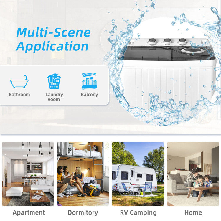 26 lbs Semi-Automatic Twin Tub Washing Machine with Drain Pump