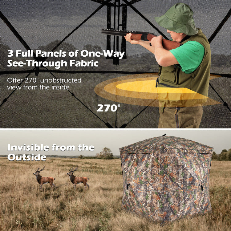 270° See Through Hunting Blind Tent with Silent Magnetic Door