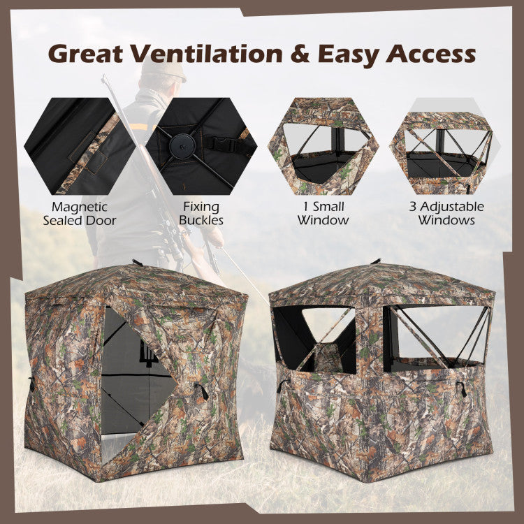 270° See Through Hunting Blind Tent with Silent Magnetic Door