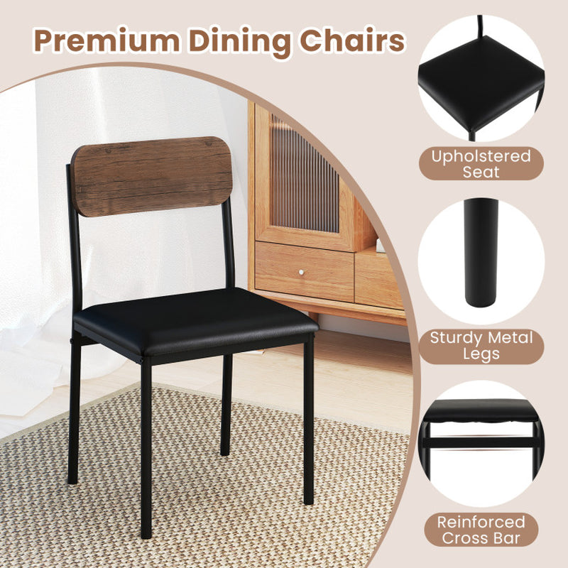 5-Piece round Kitchen Table Set with Drop Leaf Tabletop and 4 Upholstered Dining Chairs