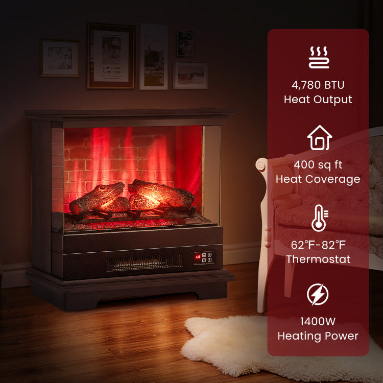 27 Inch Freestanding Fireplace with Remote Control