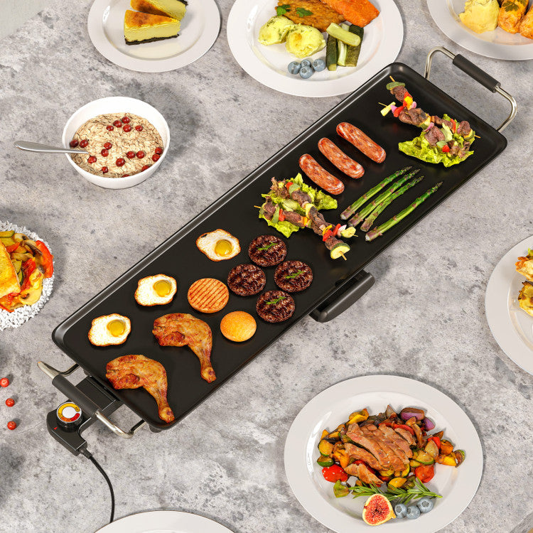27/35 Inch Large Electric Griddle Nonstick BBQ Grill with Adjustable Temperature