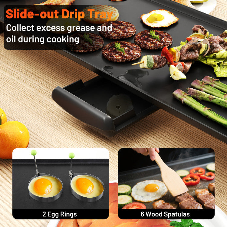 27/35 Inch Large Electric Griddle Nonstick BBQ Grill with Adjustable Temperature