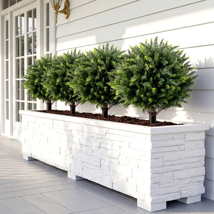 27.5 inch Artificial Cypress Topiary Trees with Ground Spikes