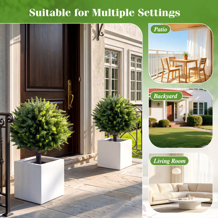 27.5 inch Artificial Cypress Topiary Trees with Ground Spikes