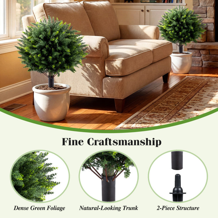 27.5 inch Artificial Cypress Topiary Trees with Ground Spikes