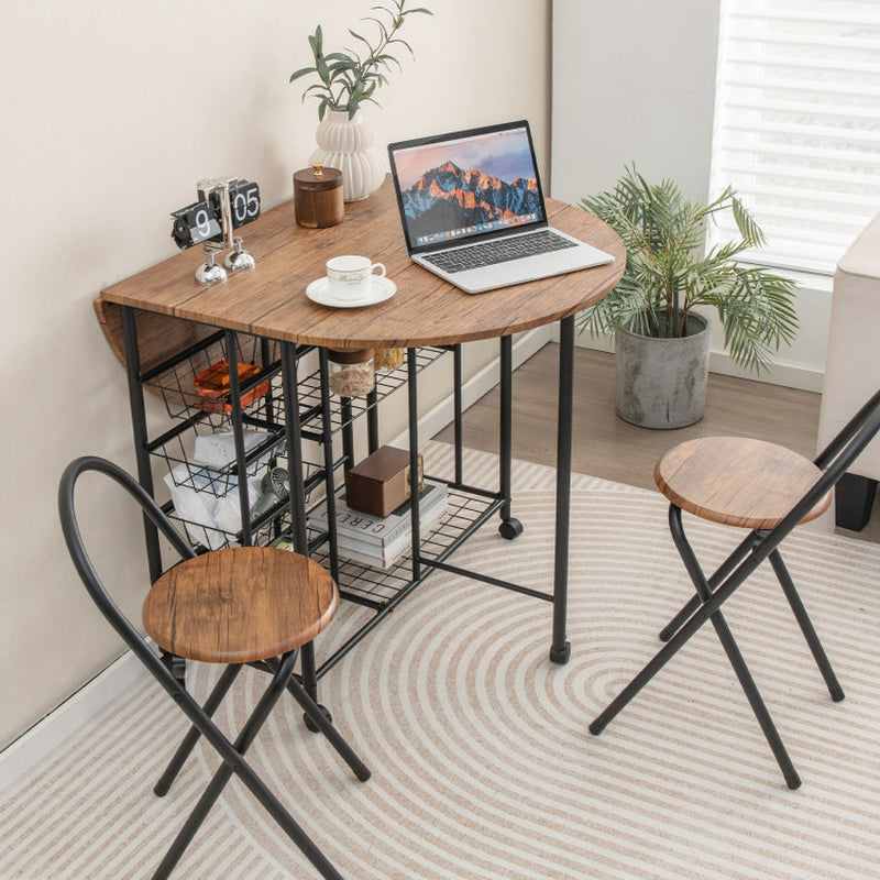 3 Pieces Folding Dining Table and Chair Set