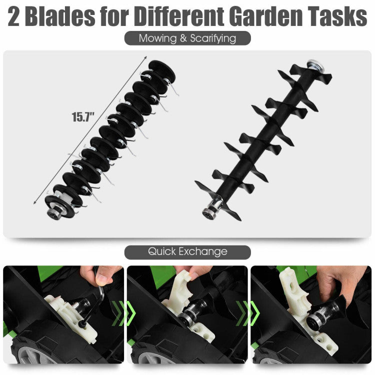 15 Inch 13 Amp Electric Scarifier with Collection Bag and Removable Blades