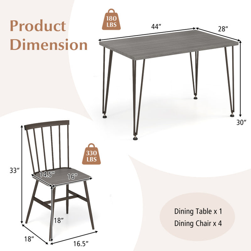 5-Piece Dining Table Set for 4 with 360° Swivel Feet for Small Place