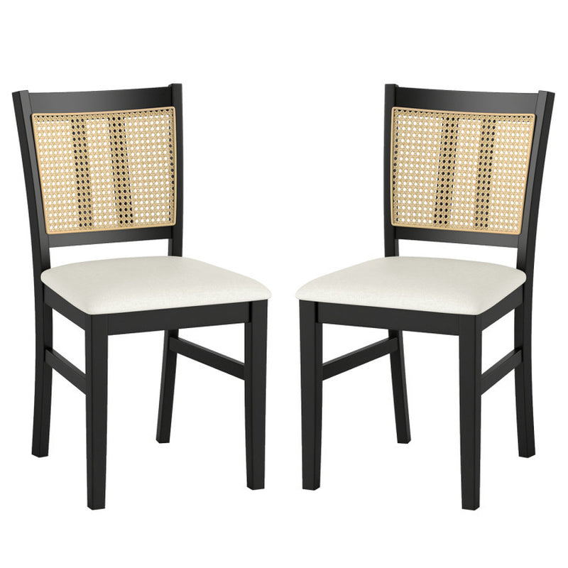 3-Piece Mid-Century Dining Set with 36” round Pedestal Table and 2 Farmhouse Rattan Dining Chairs