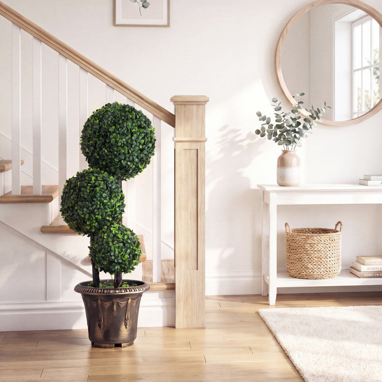 29/35 Inches Artificial Boxwood Topiary Tree Triple Ball Shrubs