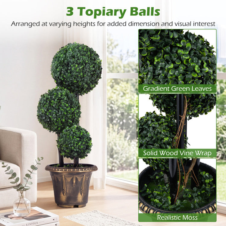 29/35 Inches Artificial Boxwood Topiary Tree Triple Ball Shrubs