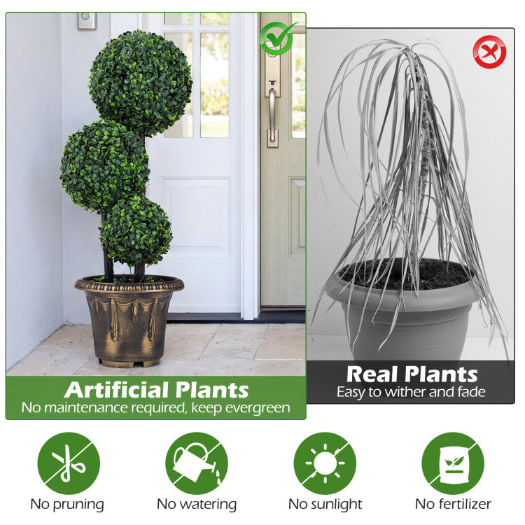 29/35 Inches Artificial Boxwood Topiary Tree Triple Ball Shrubs