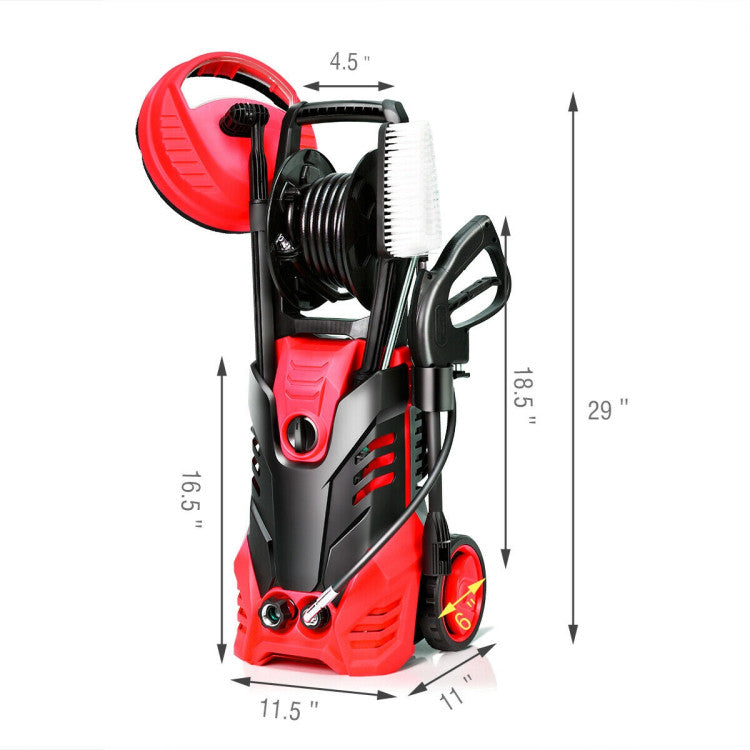 3000 PSI Electric High Pressure Washer with 5 Nozzles and Hose Reel