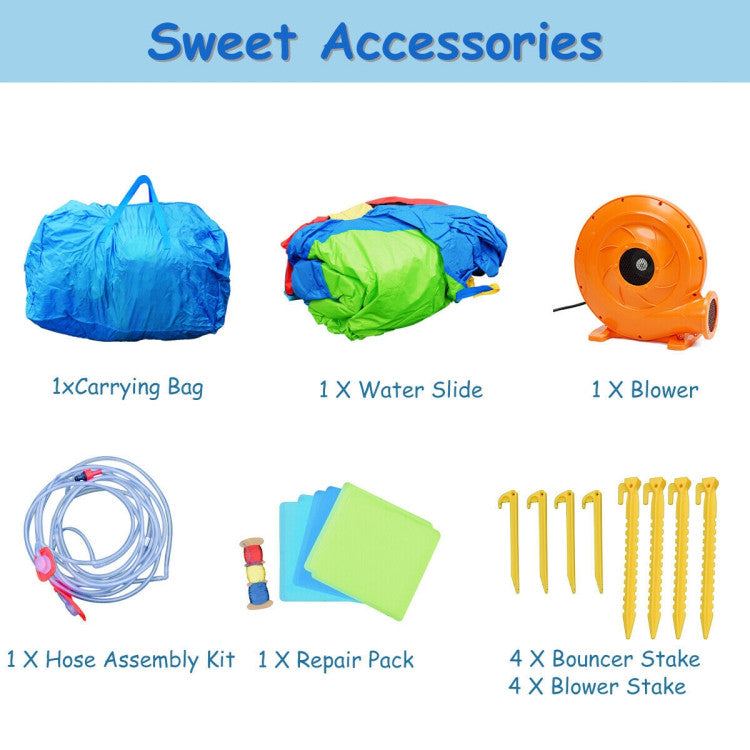 Hippo Inflatable Water Slide Bounce House with 740W Blower