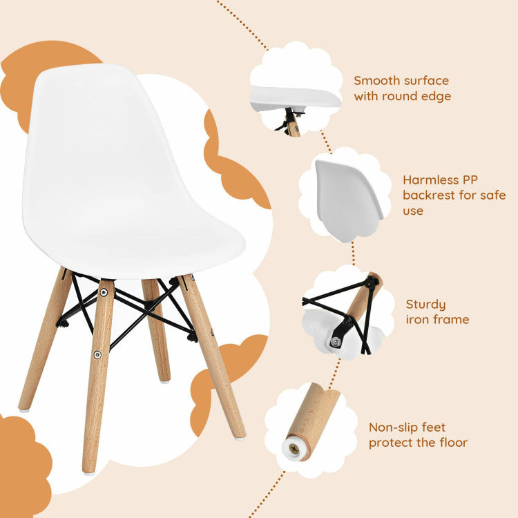 4 Pieces Medieval Style Children Chair Set with Wood Legs