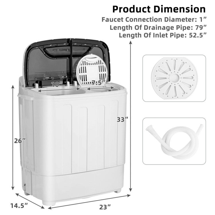 13 lbs Portable Compact Mini Twin Tub Washing Machine