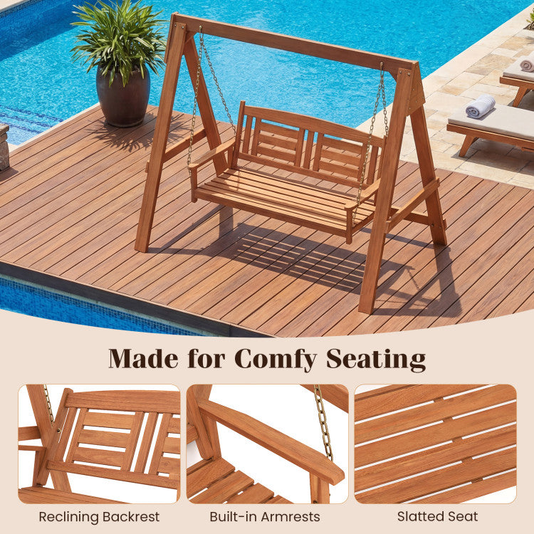 2-Seater Porch Swing with Stand Adjustable Chains