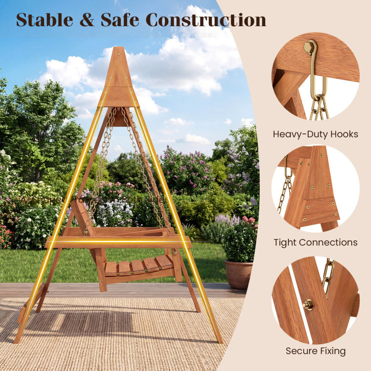 2-Seater Porch Swing with Stand Adjustable Chains
