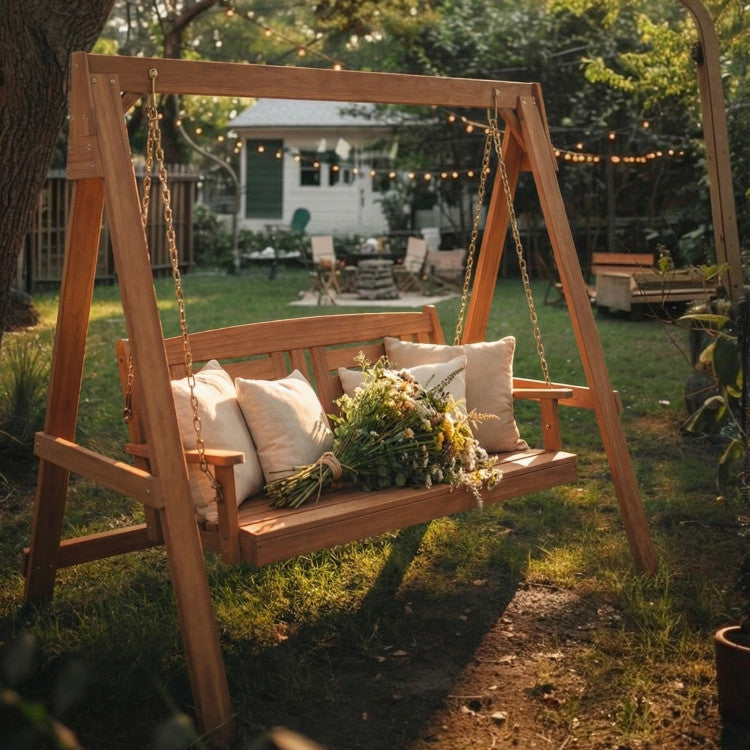 2-Seater Porch Swing with Stand Adjustable Chains