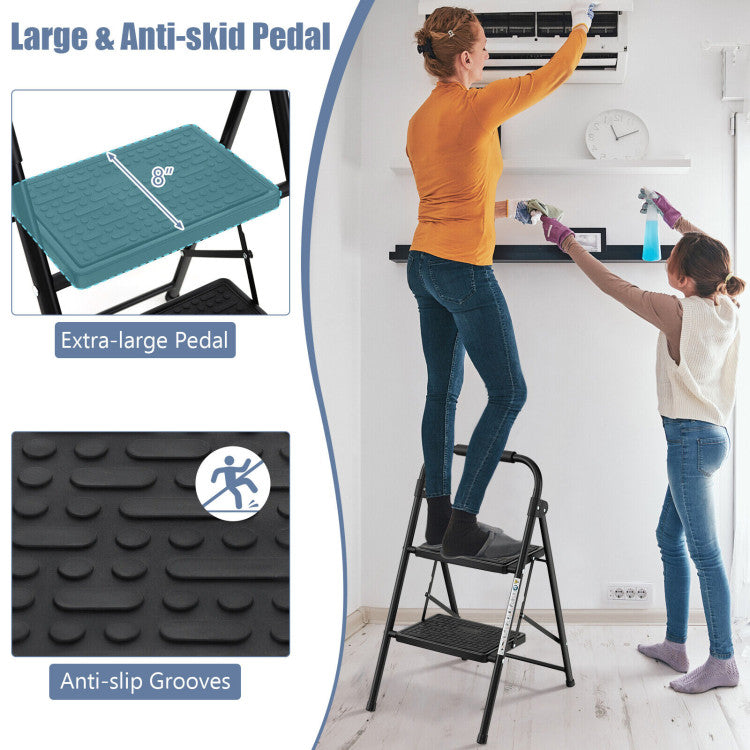 2-Step/3-Step Ladder with Wide Anti-Slip Pedal