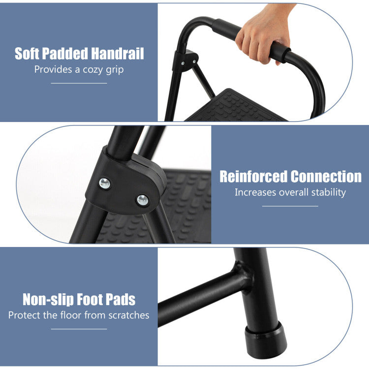 2-Step/3-Step Ladder with Wide Anti-Slip Pedal