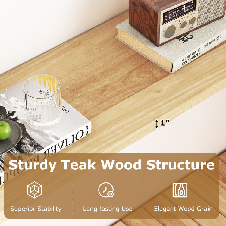 2-Tier Farmhouse Sofa Table with Teak Wood Frame and Storage Shelf