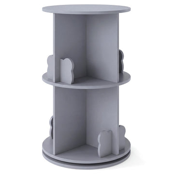 2 Tier Freestanding Kids Rotating Bookshelf Storage Rack with Bear Baffles