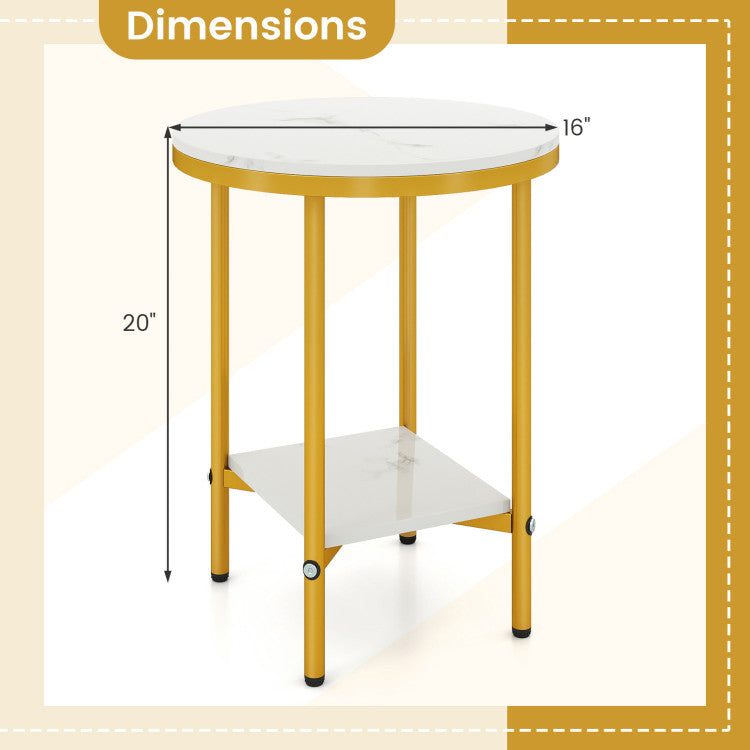 2-Tier Round Coffee Table with Storage Shelf