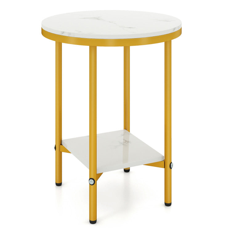 2-Tier Round Coffee Table with Storage Shelf