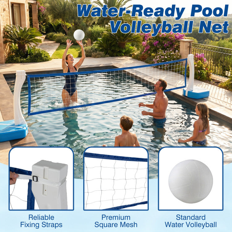 2-in-1 Pool Basketball Hoop and Pool Volleyball Net with Weighted Base