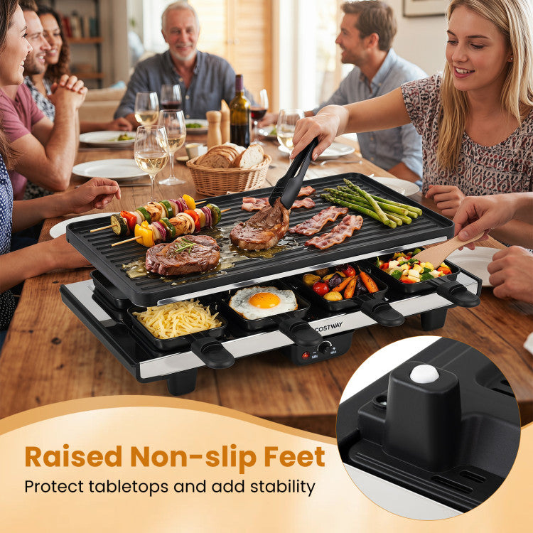 2-in-1 Table Grill and Griddle with Reversible Nonstick Plate for 8