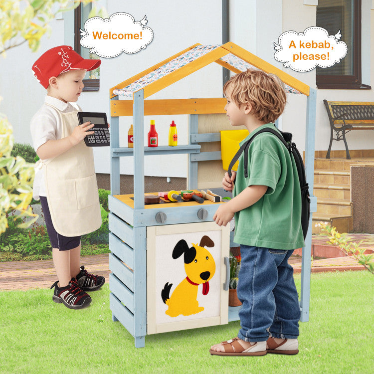 2 in 1 Wooden Mud Kitchen with Removable Water Box and Storage Bag