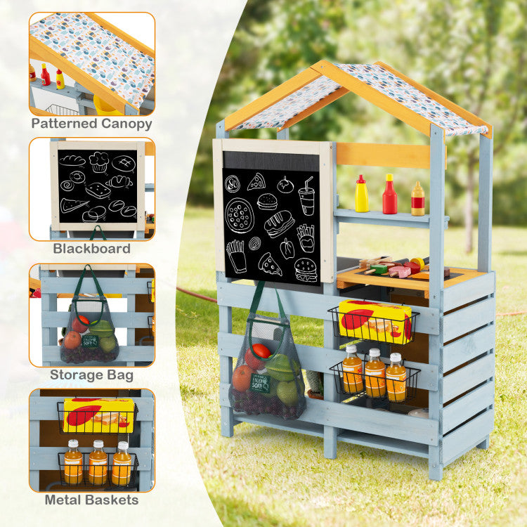 2 in 1 Wooden Mud Kitchen with Removable Water Box and Storage Bag