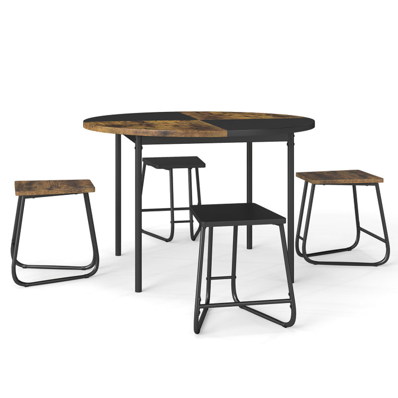 5-Piece Dining Set for 4 47 Inch round Kitchen Table and 4 Stools