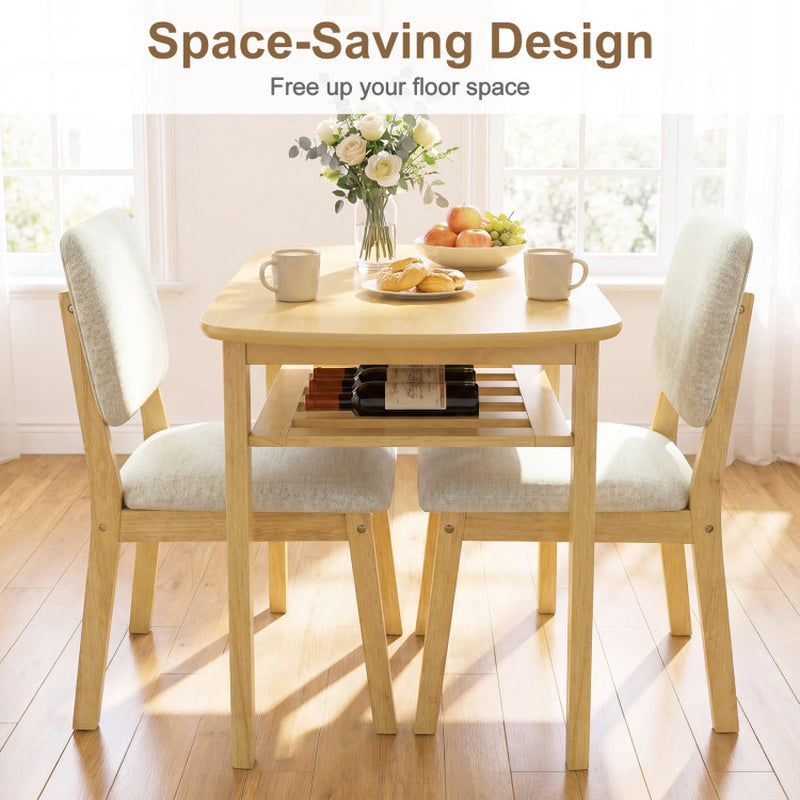 3-Piece Dining Table Set for 2 with Upholstered Chairs