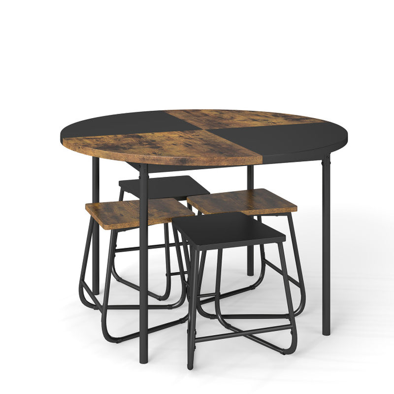5-Piece Dining Set for 4 47 Inch round Kitchen Table and 4 Stools
