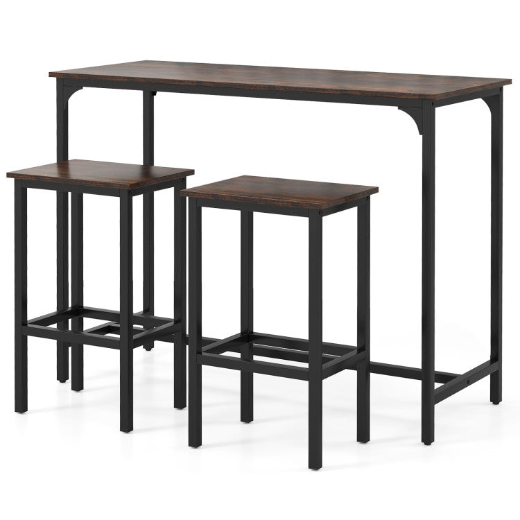 Industrial 3-Piece 47.5" Counter-Height Dining Table and 2 Bar Stools