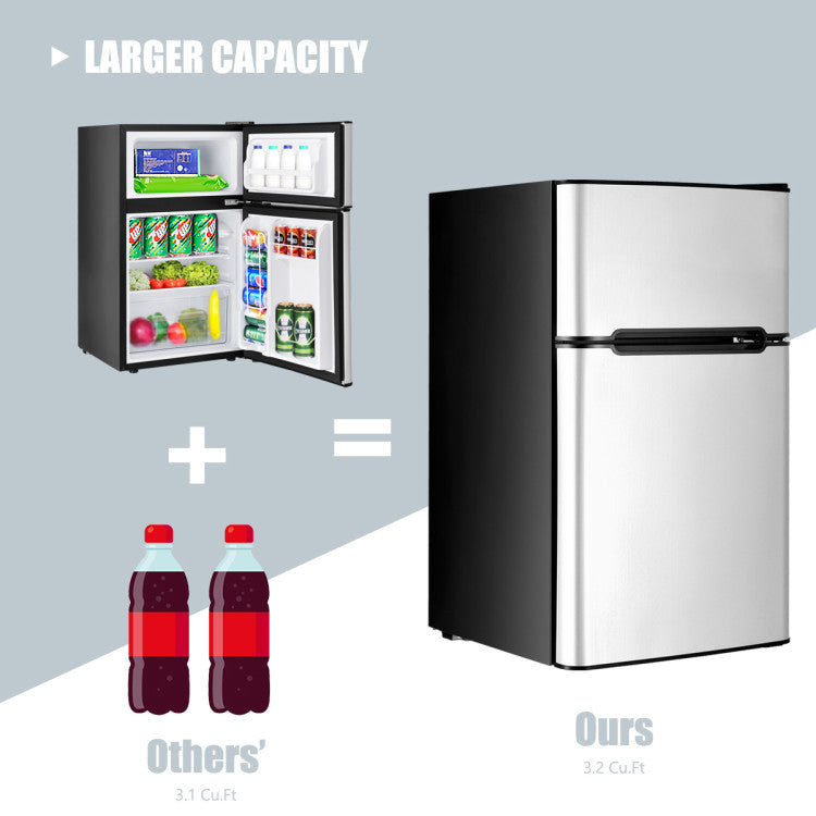 3.2 cu. ft. Retro Mini Fridges in Black with Freezer and Reversible Door