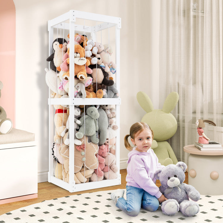 300L Large Stuffed Animal Storage with Open Top and Elastic Cords