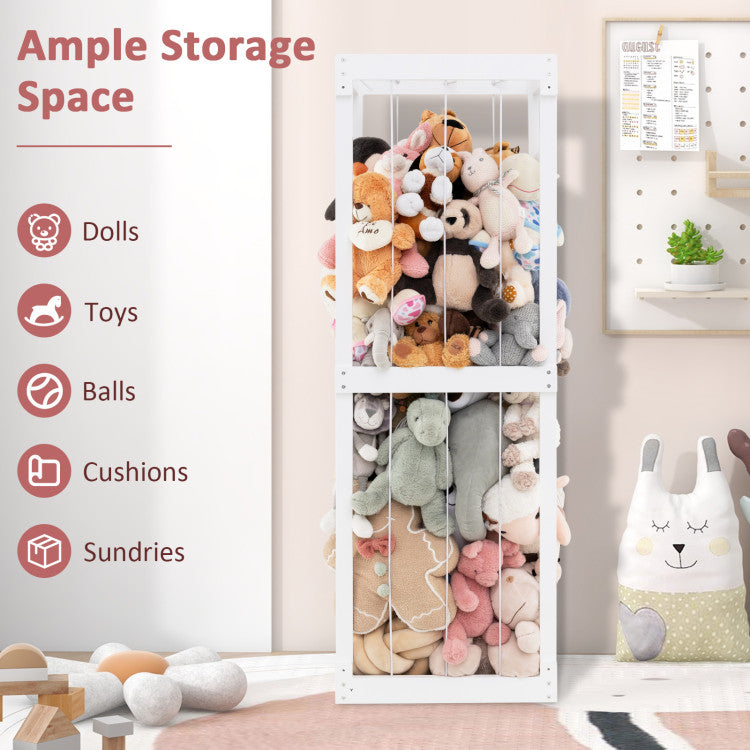 300L Large Stuffed Animal Storage with Open Top and Elastic Cords